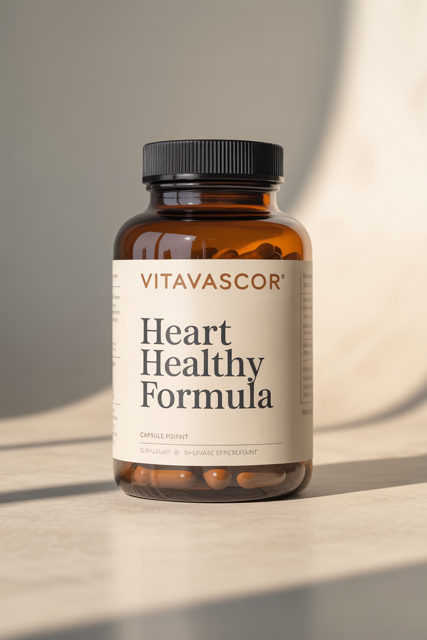 VitaVascor amber bottle with capsule supplement label